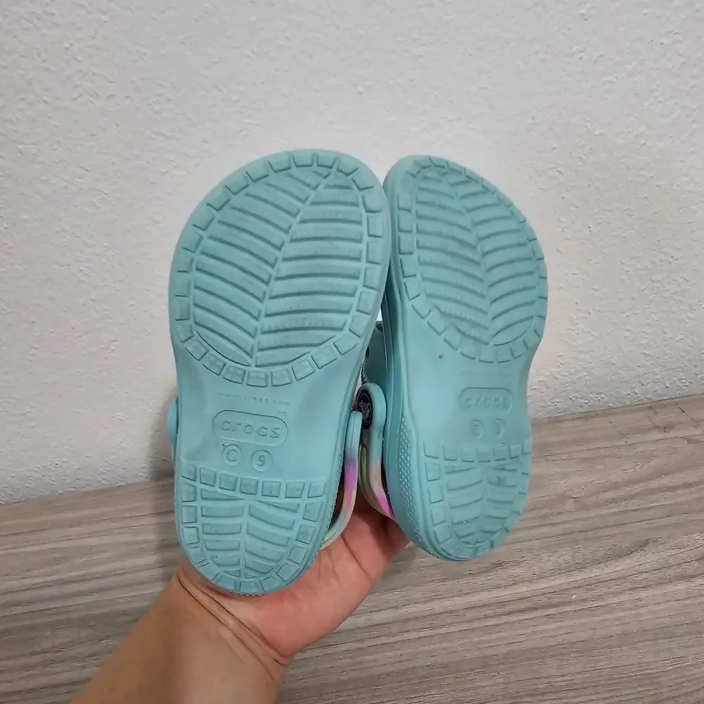 Crocs Ice Cream Embellished Sandels Aqua Blue Kids Girls C9 Summer Pool